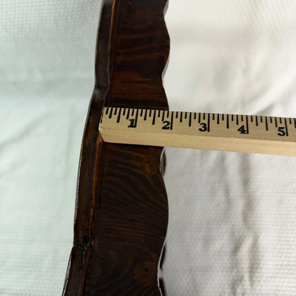Vintage Wood Thimble Display Rack Wall Hanging 42 Pegs Scalloped Edge Dark Brown
